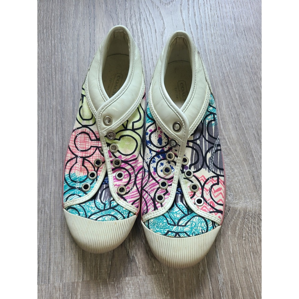 VTG Y2K Coach Zorra Sneakers Logo Watercolor It Girl Mall Core Older Sister